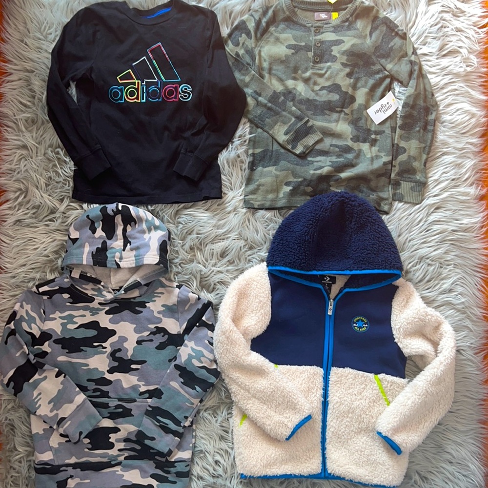BUNDLE 4 pieces. Boys size 6/7 jackets, long sleeve shirts and sweaters